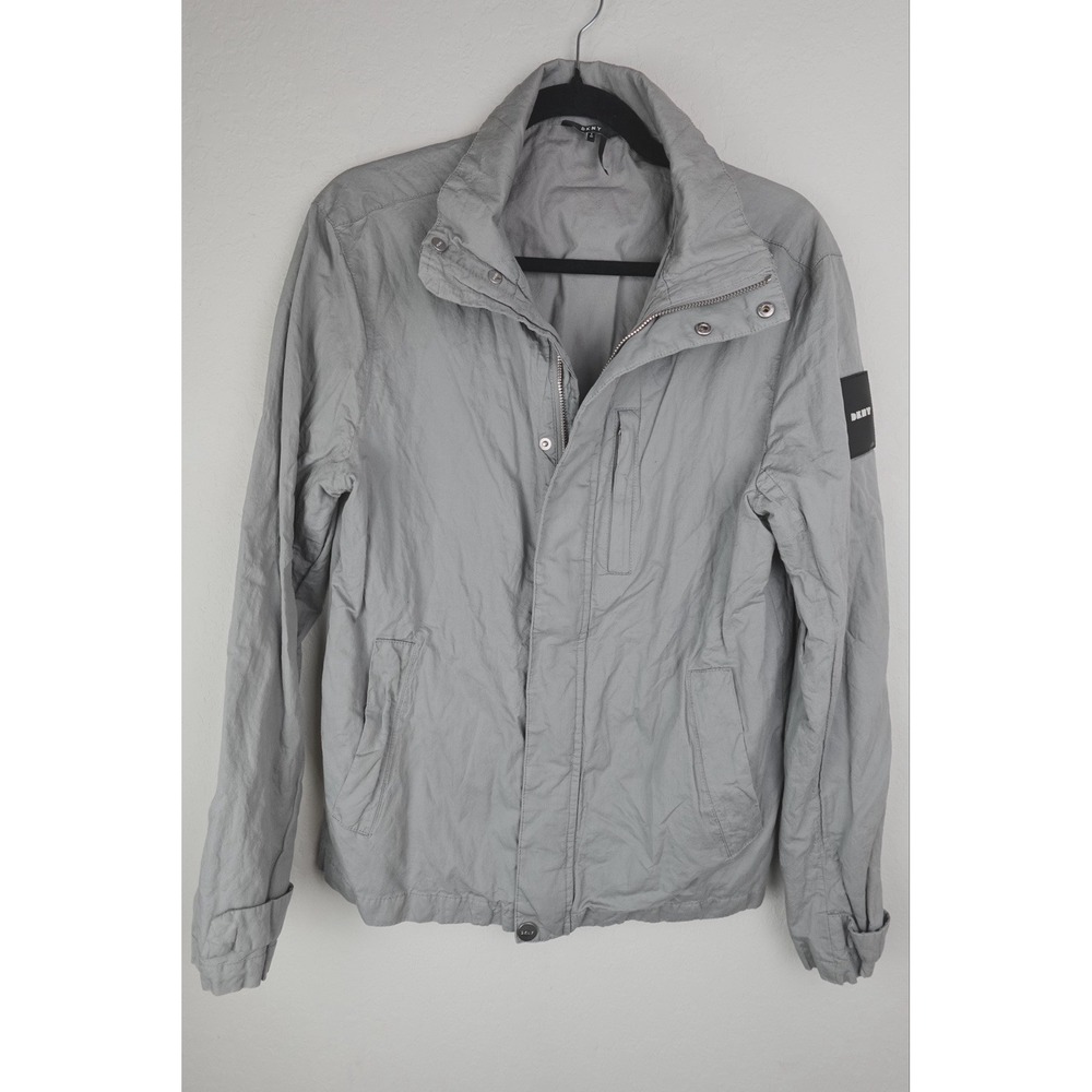 DKNY Gray Full Zipper Front Lightweight Jacket Coat Size Small